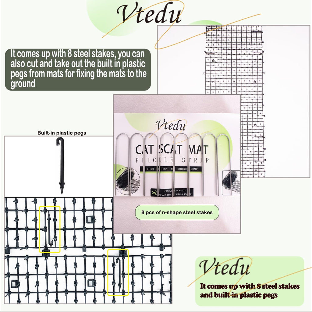 Vtedu 6.5ft cat deterrent mat rolled out on lawn