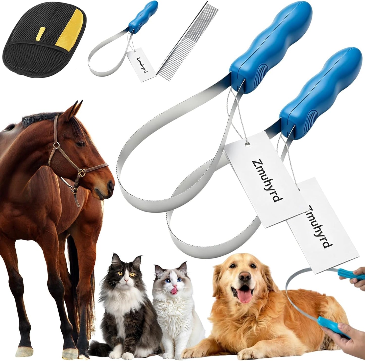 Dual Sided Shedding Blade for Cats & Dogs, Shedding Brush Tool with Stainless Steel Blades, Pet Hair Removal Tool for Horses/Cattle/Sheep, Comfort Grip - Fine & Coarse Teeth for Long Short Hair (MIX) | Dual Sided Shedding Blade - Image 11