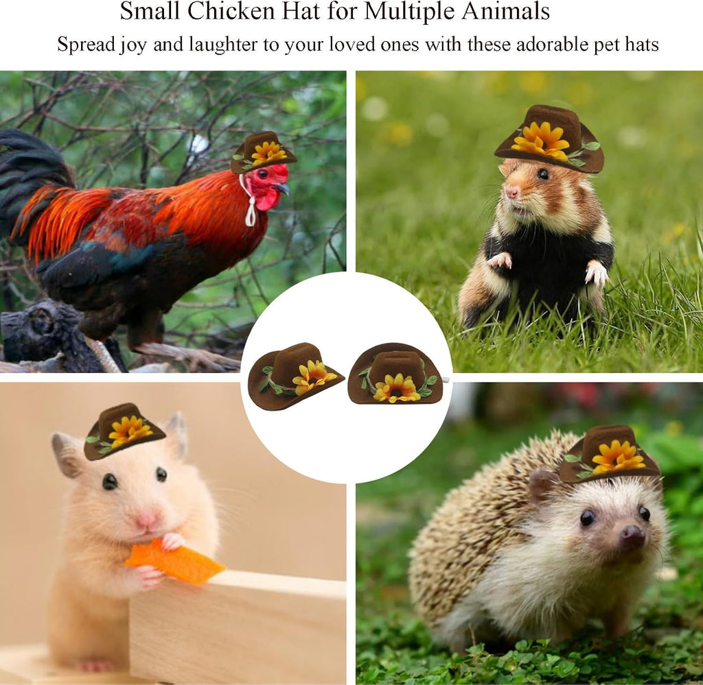 Miniature cowboy hat styled for small pets like hamsters and parrots
