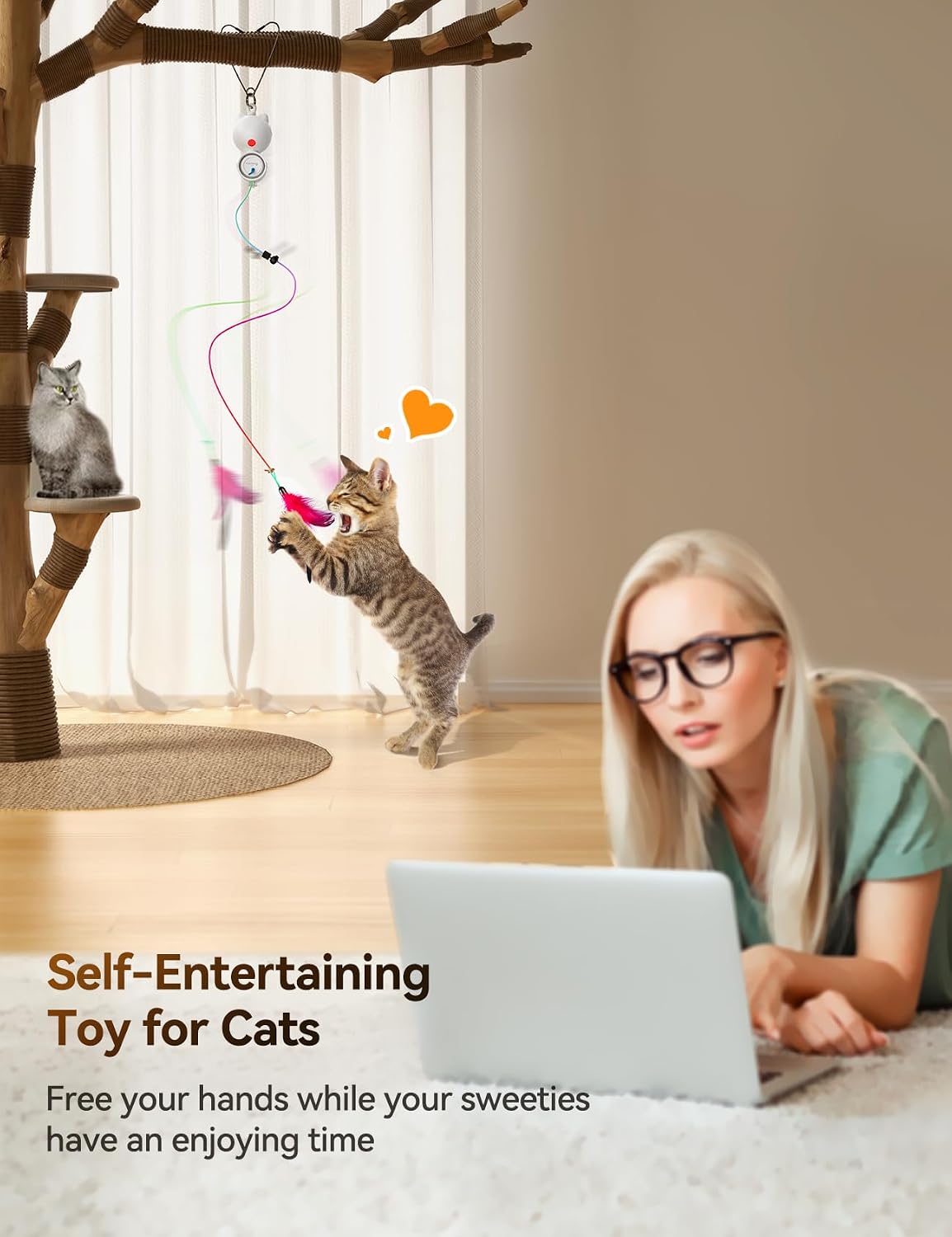 FEELNEEDY 2 in 1 smart cat device showing the internal five hundred milliampere hour rechargeable battery components.