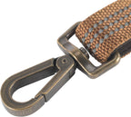 Close up view of the brushed brass metal trigger claw clasp on Carhartt leash