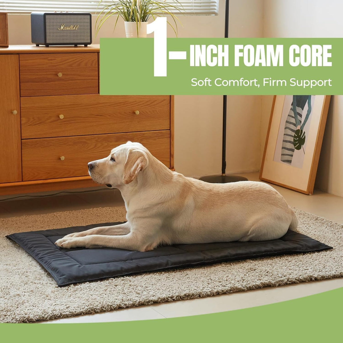 Couzssyhi chew resistant kennel mat side profile with foam