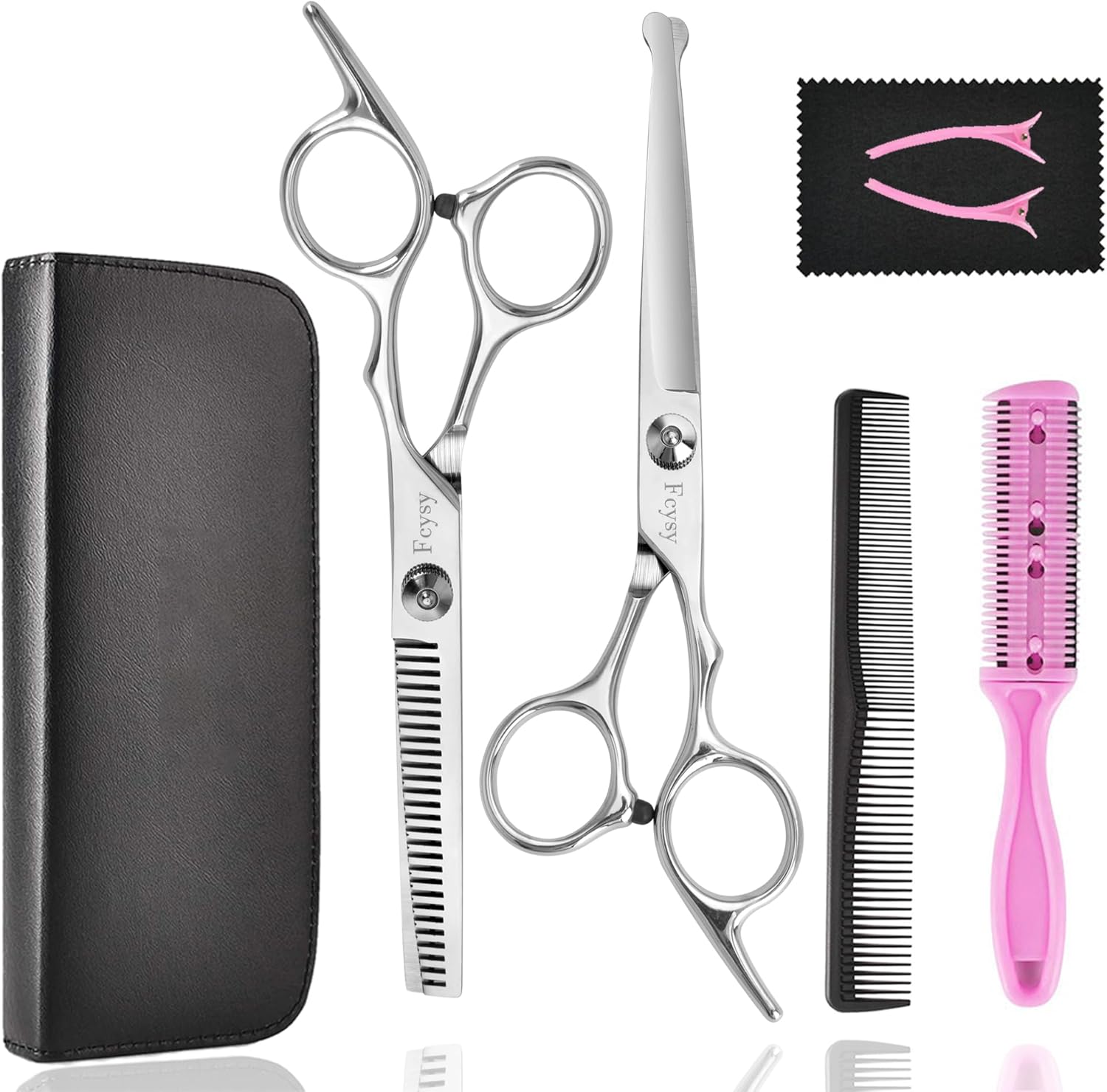 Fcysy kids hair cutting scissors set front view with safety round tips