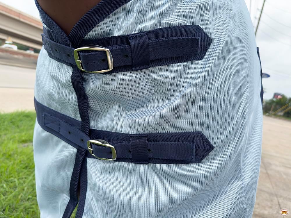Equestrian UV protection bug and mosquito horse sheet belly wrap detail