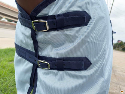 Equestrian UV protection bug and mosquito horse sheet belly wrap detail