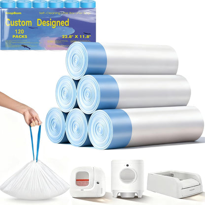 KropBom automatic cat litter bags packaging front view for smart litter box owners.