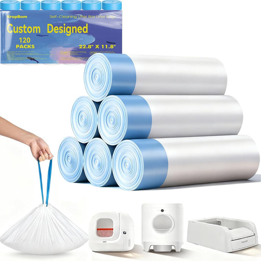 KropBom automatic cat litter bags packaging front view for smart litter box owners.
