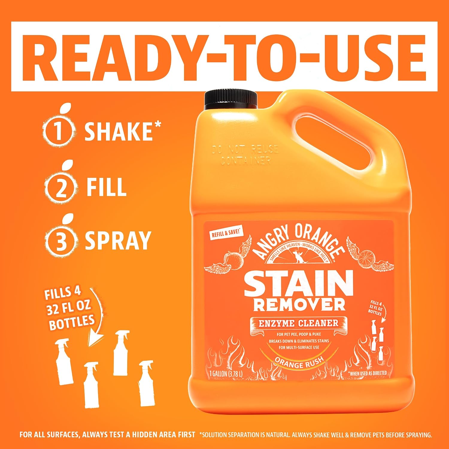 Heavy duty one gallon enzyme active pet stain remover for couches and turf