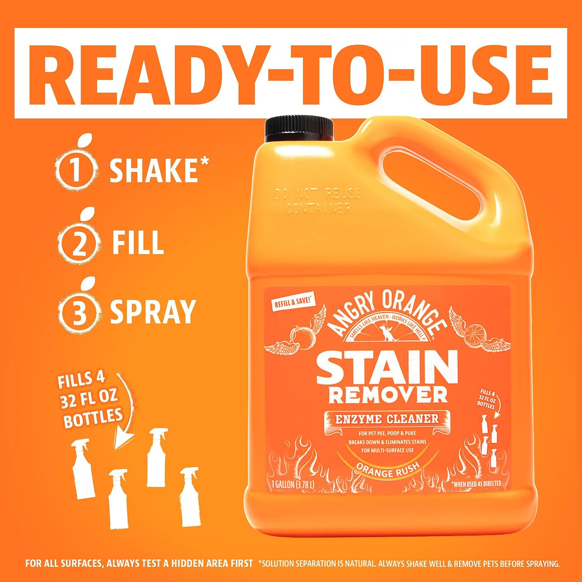 Heavy duty one gallon enzyme active pet stain remover for couches and turf