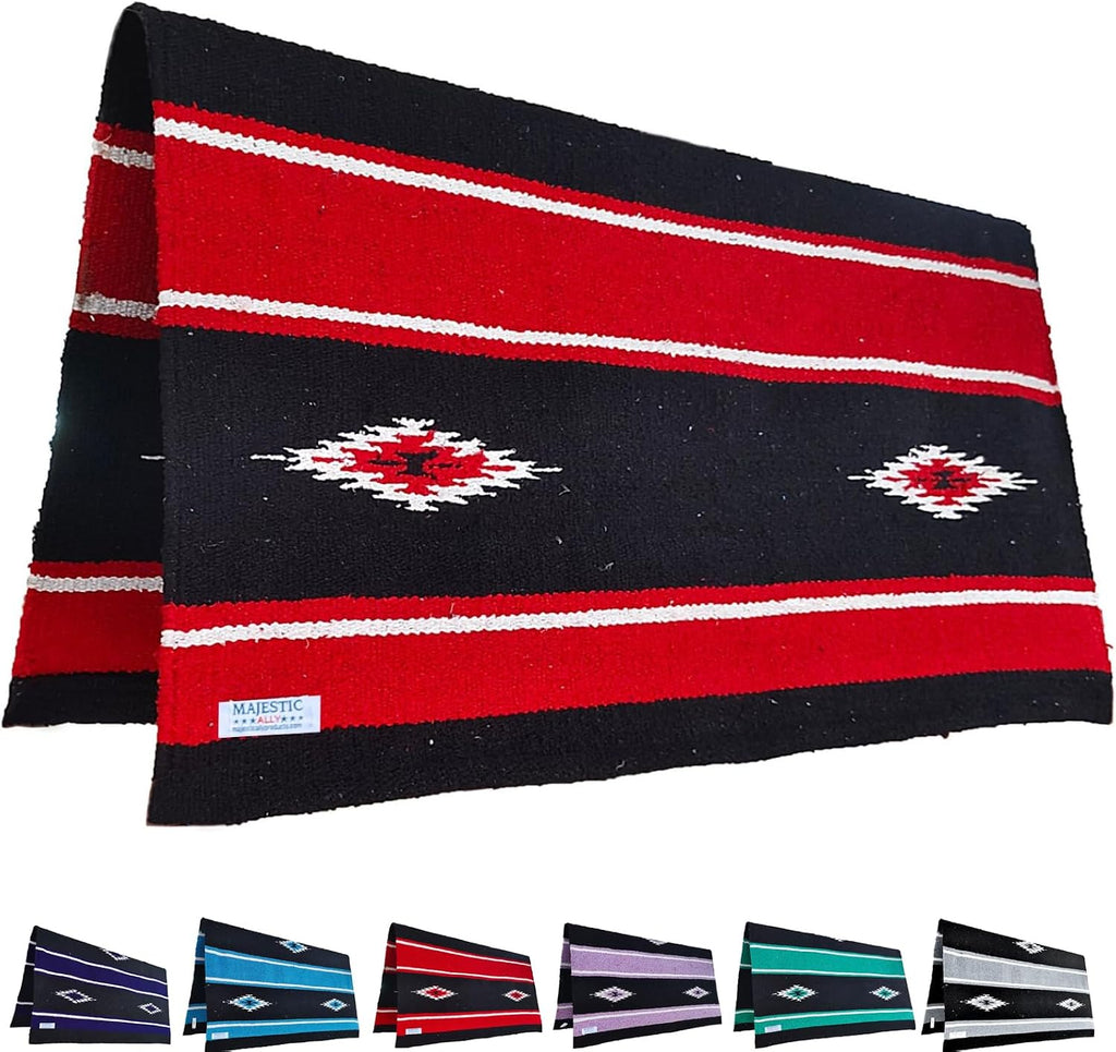 Majestic Ally 36"x 34" Navajo Design Acrylic Saddle Blanket -2.4 lbs (Turquoise Green and Black) - Image 10