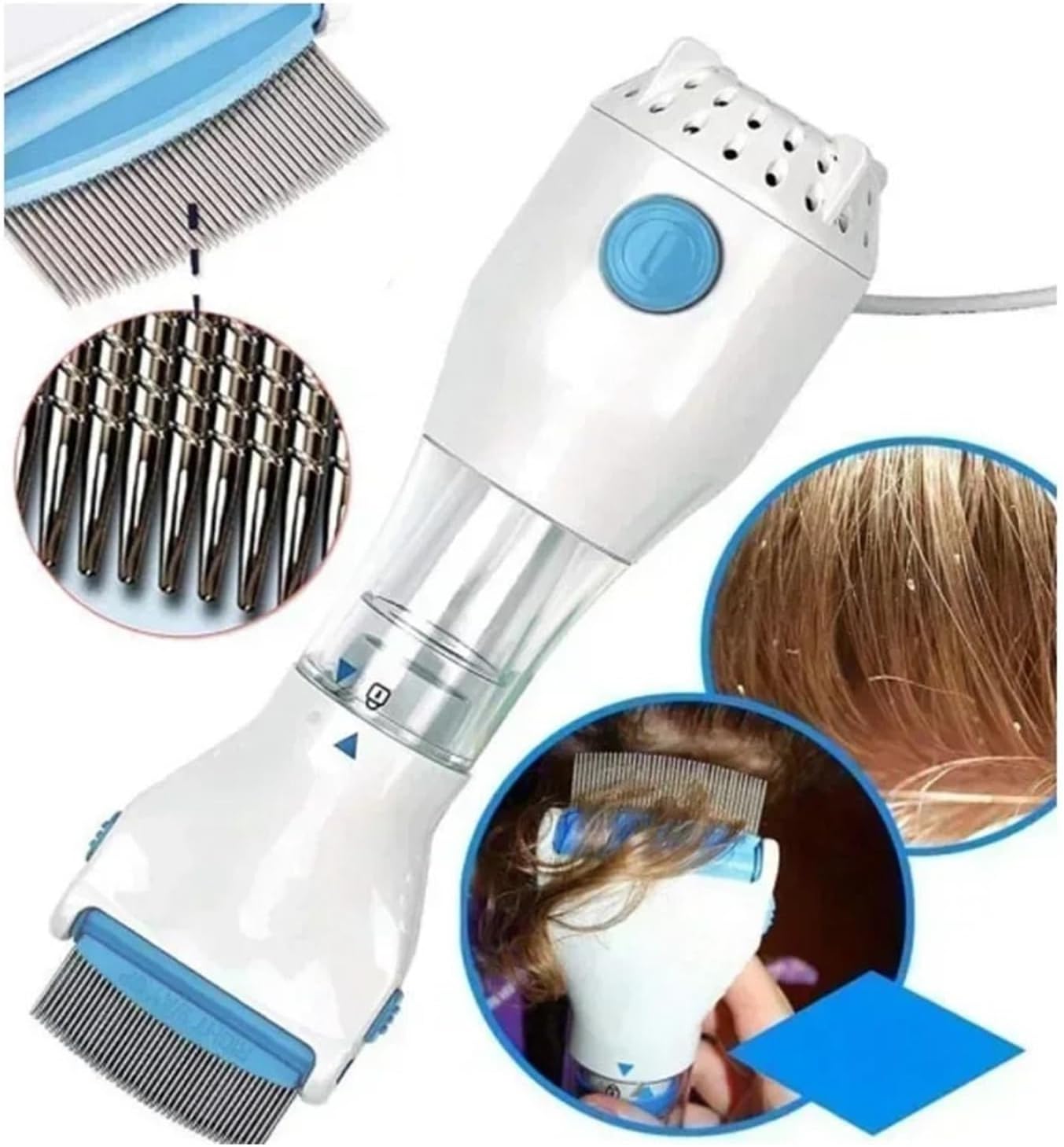 Close up of Vacuum Suction Lice Comb Head Design