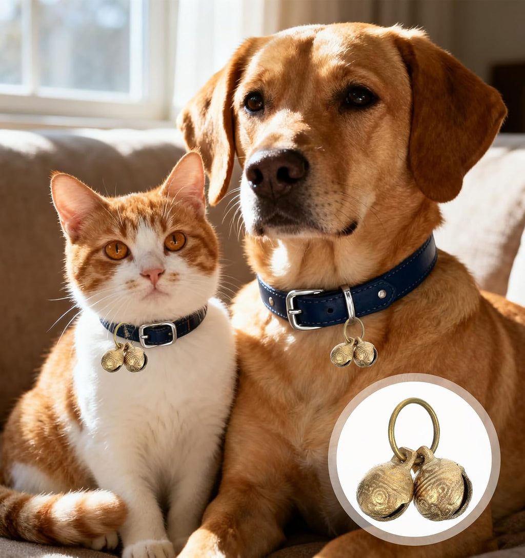ValueBargain vintage style brass cat collar bell showing durable double loop construction
