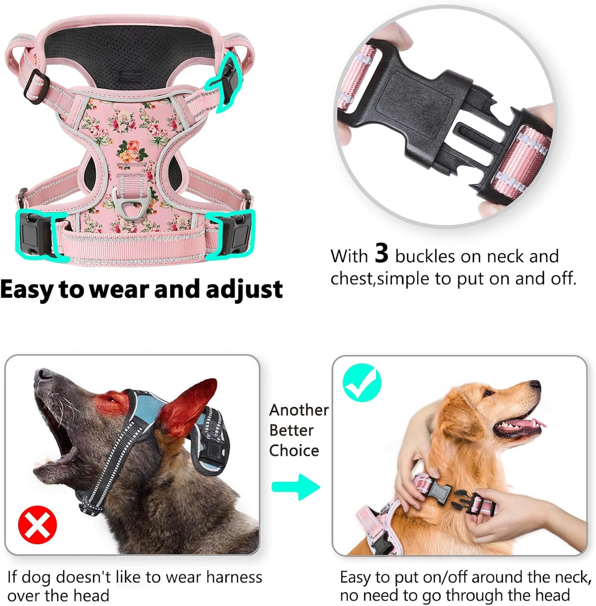 Side view of Timos dog harness showing snap buckle detail