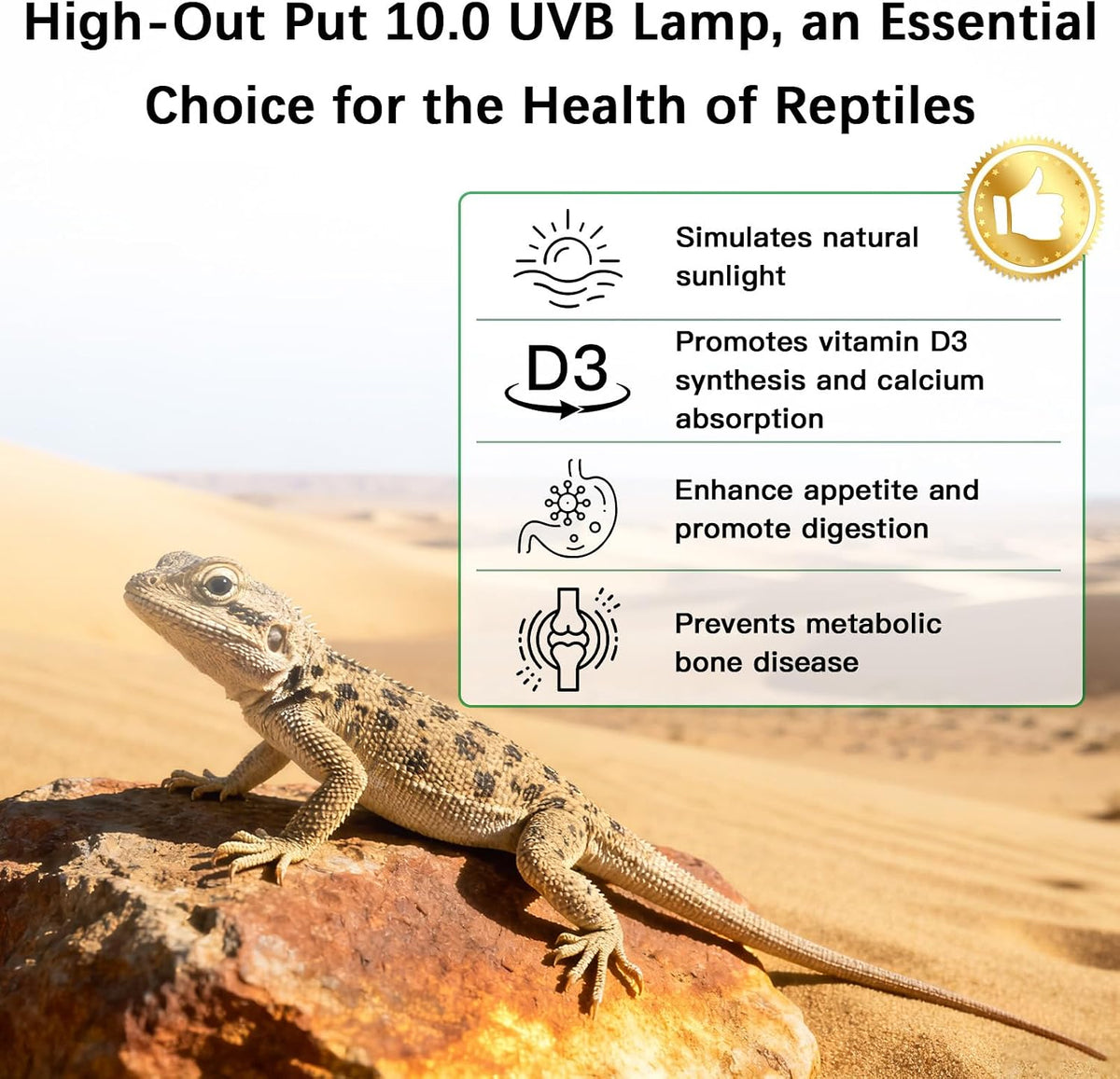 Desert reptile light bar installed inside a bearded dragon enclosure