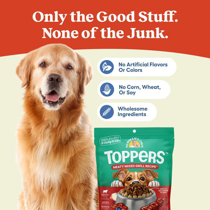 Sixteen ounce resealable dog food topper bag for picky eaters