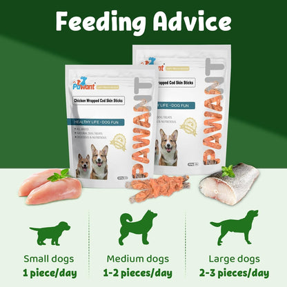 High protein Omega-3 cod skin dog chews in hand