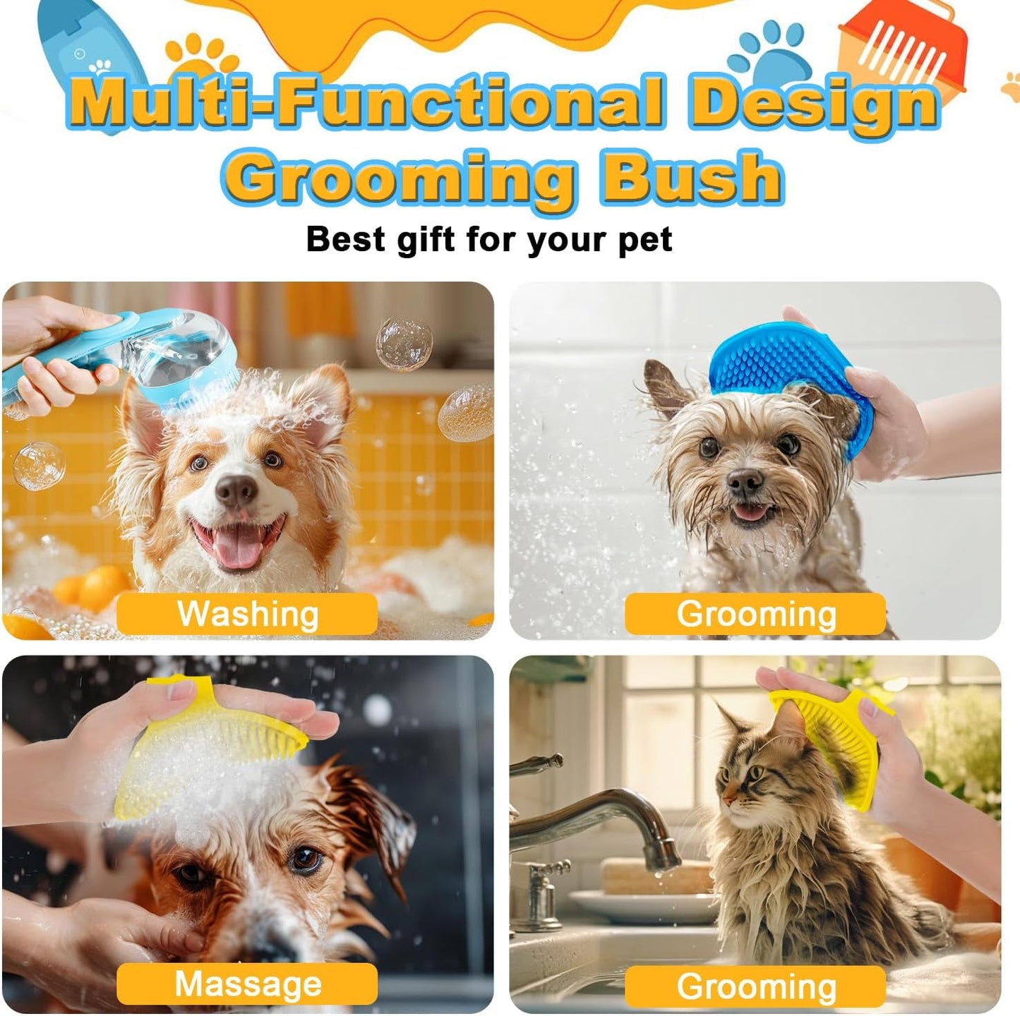 Peehss pet grooming kit showing the rich bubble maker lathering action during a dog bath.