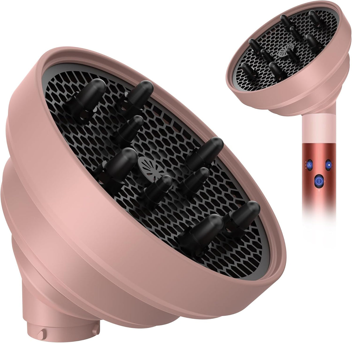 KingKam upgraded diffuser attachment for Dyson Airwrap front view highlighting light pink silicone body