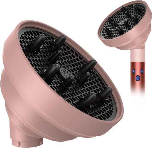 KingKam upgraded diffuser attachment for Dyson Airwrap front view highlighting light pink silicone body