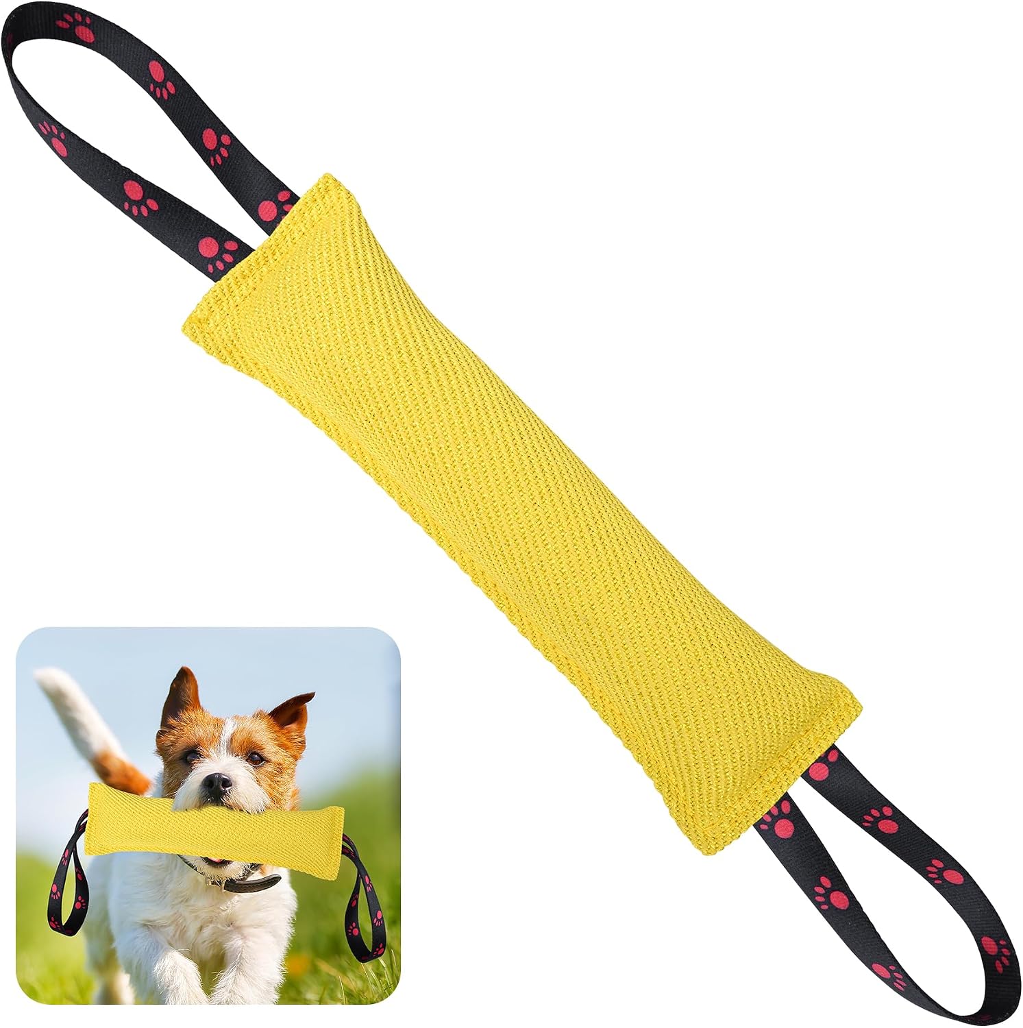 ToLanbbt Dog Tug Toy, Dog Bite Jute Pillow Pull Toy with 2 Strong Handles, Perfect for Tug of War, Puppy Training Interactive Play, Bite Training Toys for Medium to Large Dogs (Pink Yellow) - Image 9