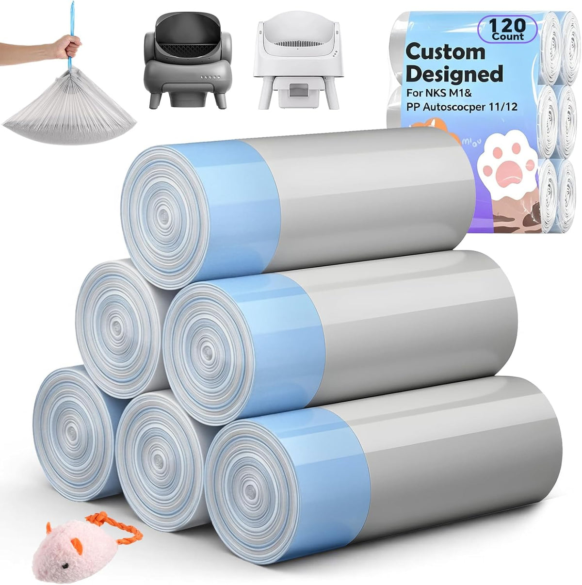 KropBom automatic cat litter box liners bags front view package showcase