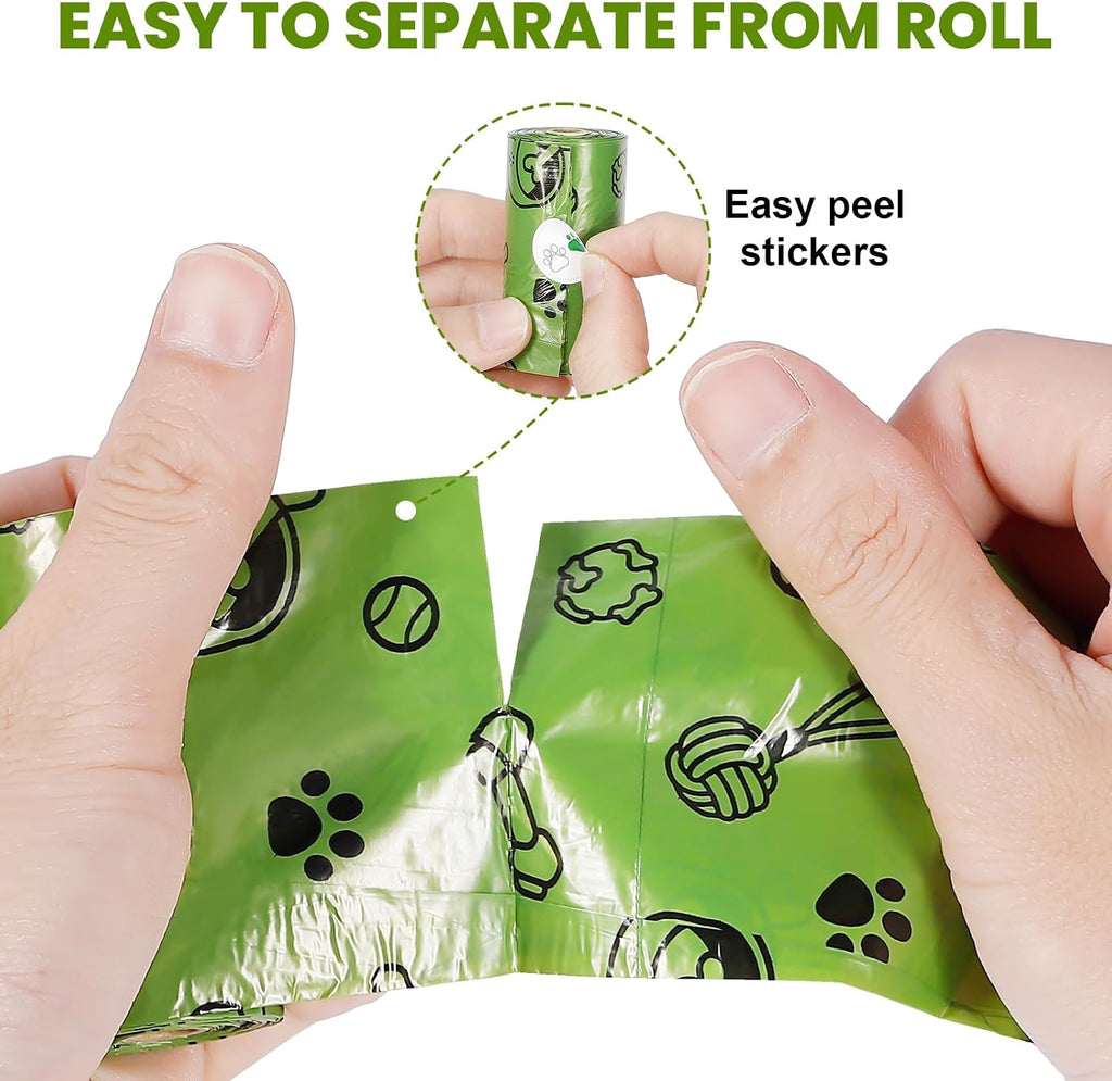Biodegradable dog poop bags roll being loaded into a portable dispenser.