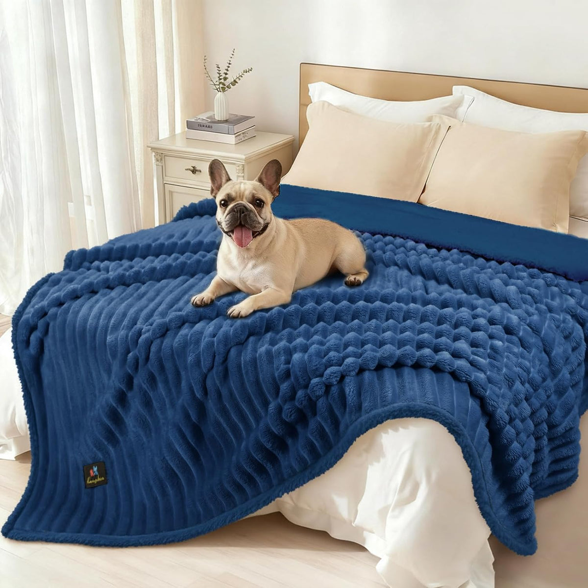 Luciphia Waterproof Dog Blanket for Large Dogs Ultra-Soft Calming Cut Pile Flannel Throw Durable & Warm Furniture Protection for Couch Bed Pet Blanket Machine Washable Stone Gray,L(65''x57'') - Image 15