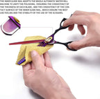 Ergonomic curved handles on Purple Dragon professional pet grooming shears