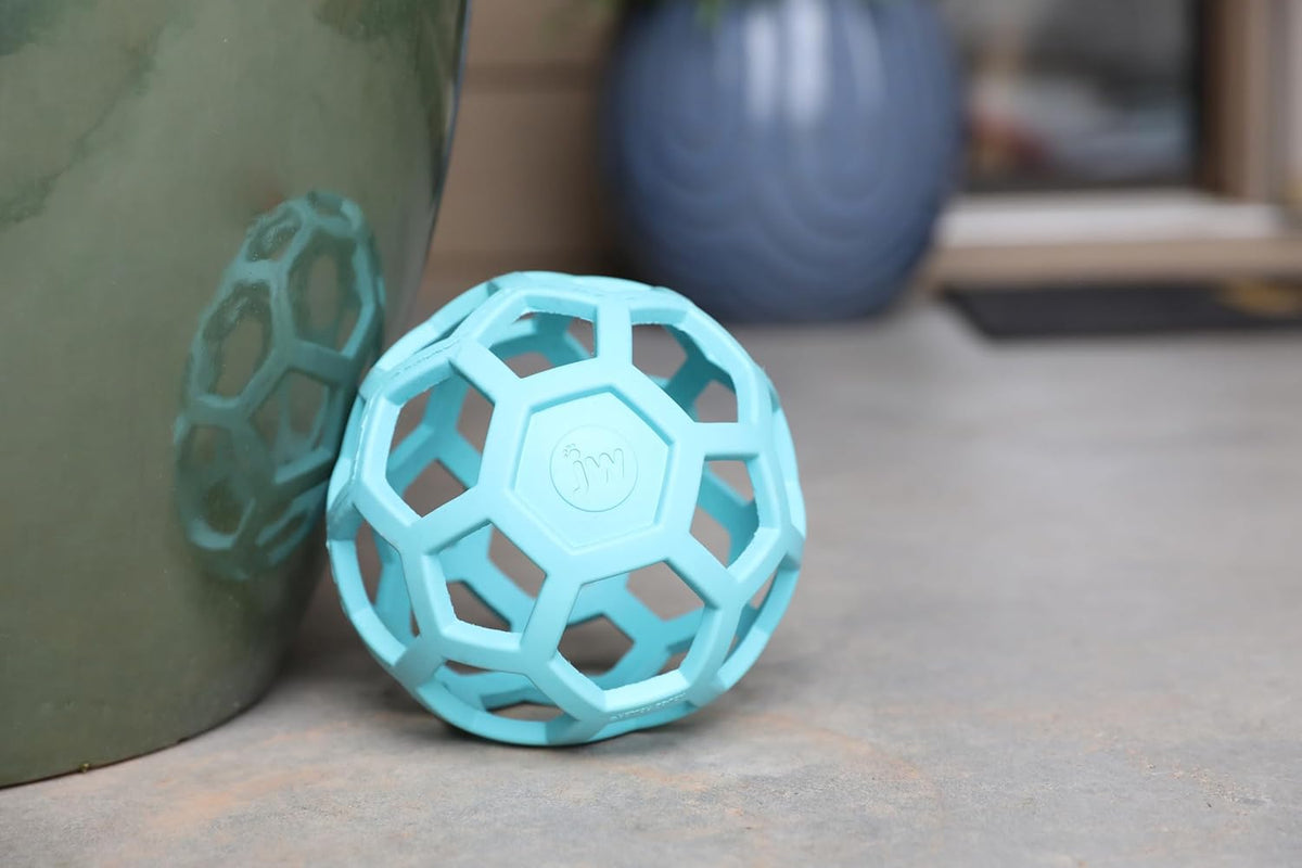 Close up of blue JW Hol-ee Roller natural rubber texture