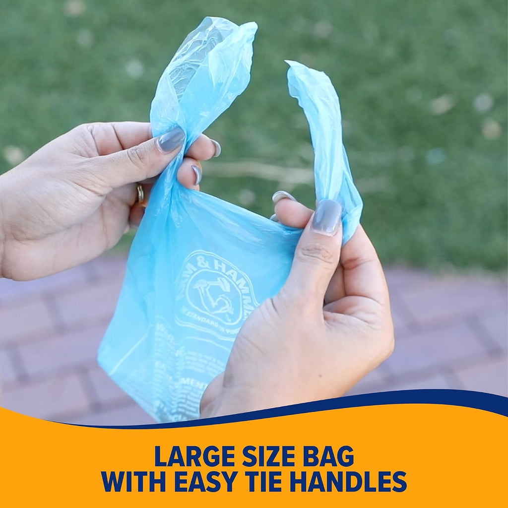 Thick leak proof disposable waste bags with easy tie handles