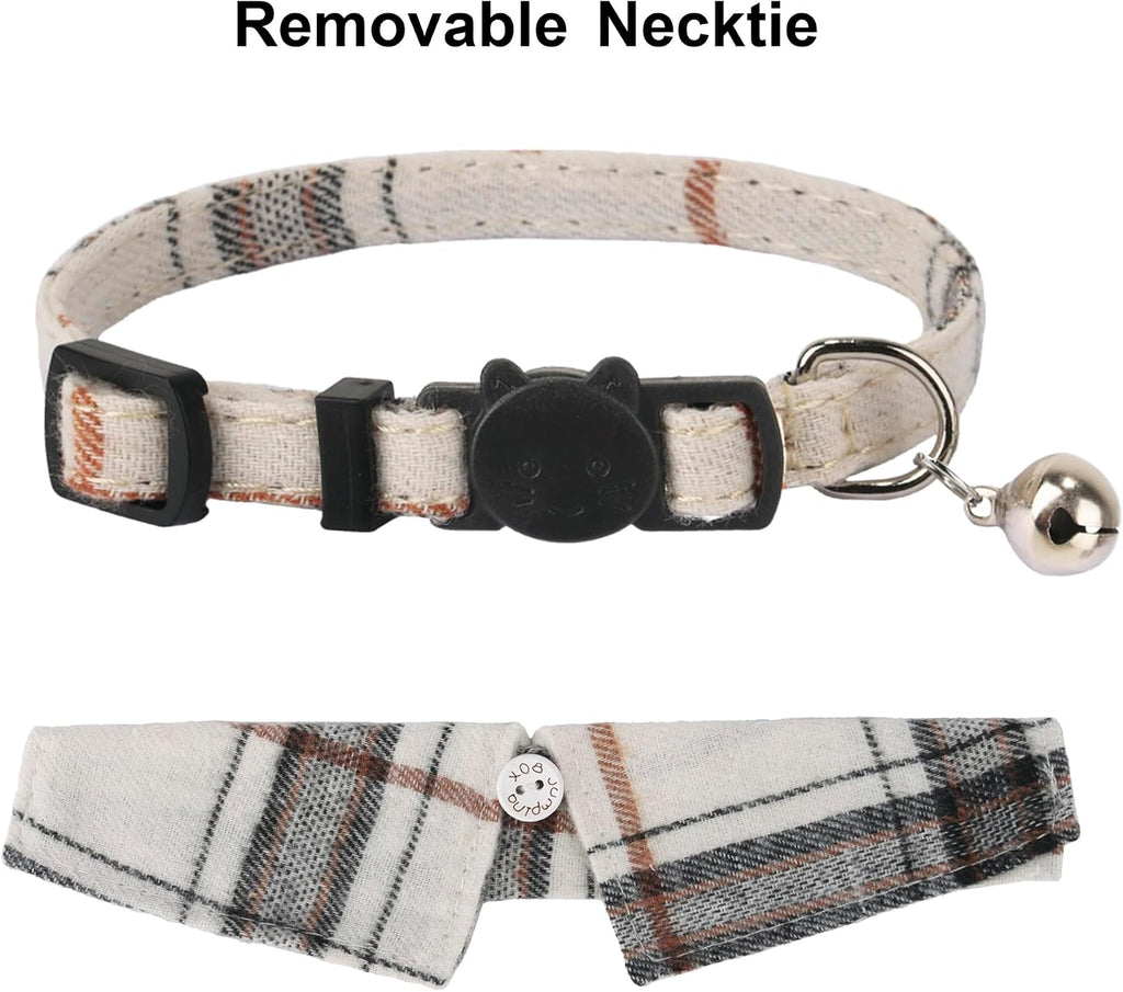 Boy Cat Collar Breakaway with Bell, Blue Plaid Cat Shirt Collar - Image 4