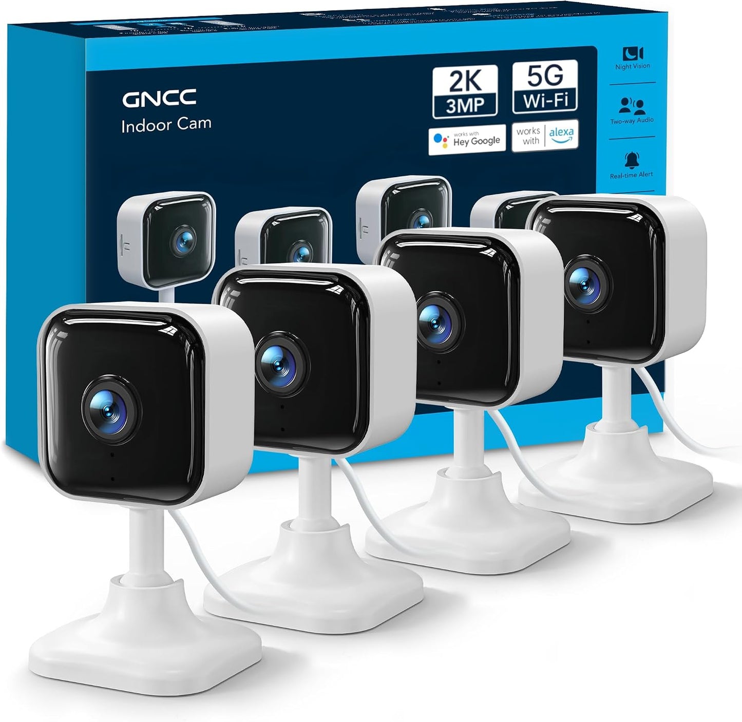 GNCC 2K Indoor Cameras for Home Security with Phone App, 2.4G/5G Mini Pet Cam w/Human/Motion/Sound Detection, Compatible with Alexa, Cloud Storage Optional, Fixed View, Plug-in, 2 Pack - Image 11
