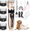 HappyYILIDA low noise dog clippers front view gold electric pet hair trimmer for home grooming