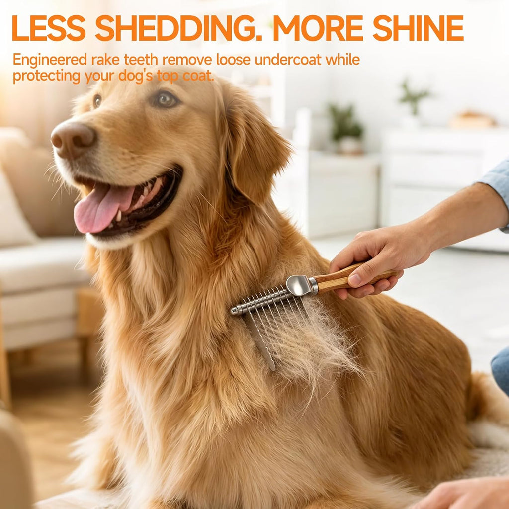 LARYEECHA dog and cat detangling comb on light wood background