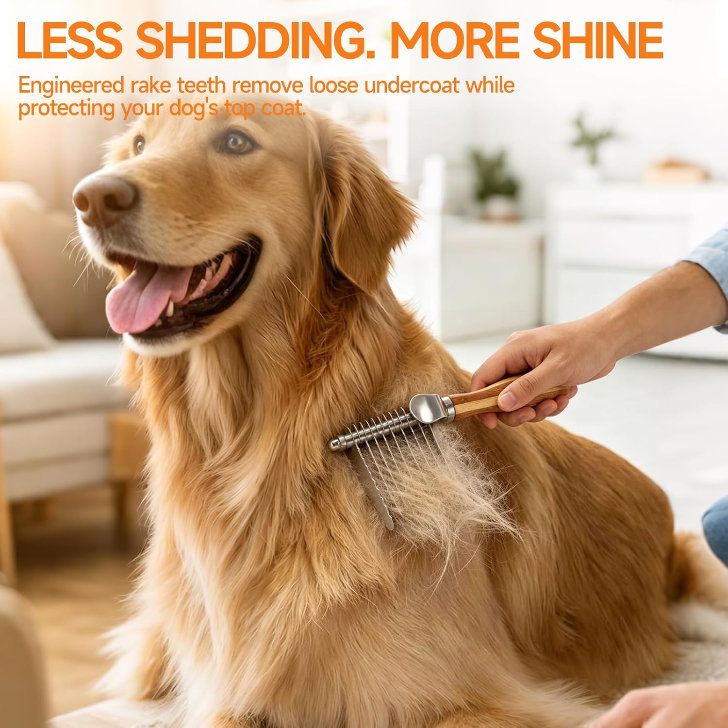 LARYEECHA dog and cat detangling comb on light wood background