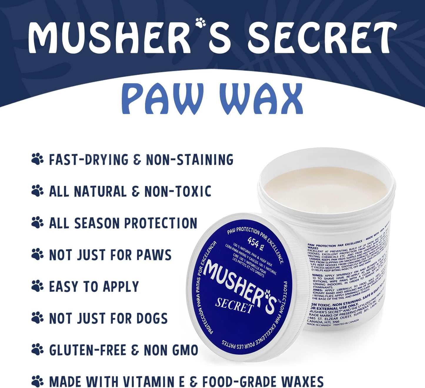 Musher's Secret Dog Paw Wax 454g (16oz) - All-Natural Dog Balm w/ Vitamin E - Helps Protect & Moisturizes Cracked Paws - Invisible Barrier for Hot Pavement, Ice & Salt - Lick-Safe & Non-Toxic - Image 9