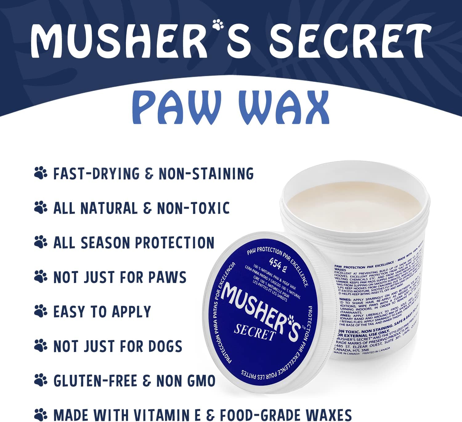 Musher's Secret Dog Paw Wax 454g (16oz) - All-Natural Dog Balm w/ Vitamin E - Helps Protect & Moisturizes Cracked Paws - Invisible Barrier for Hot Pavement, Ice & Salt - Lick-Safe & Non-Toxic - Image 9