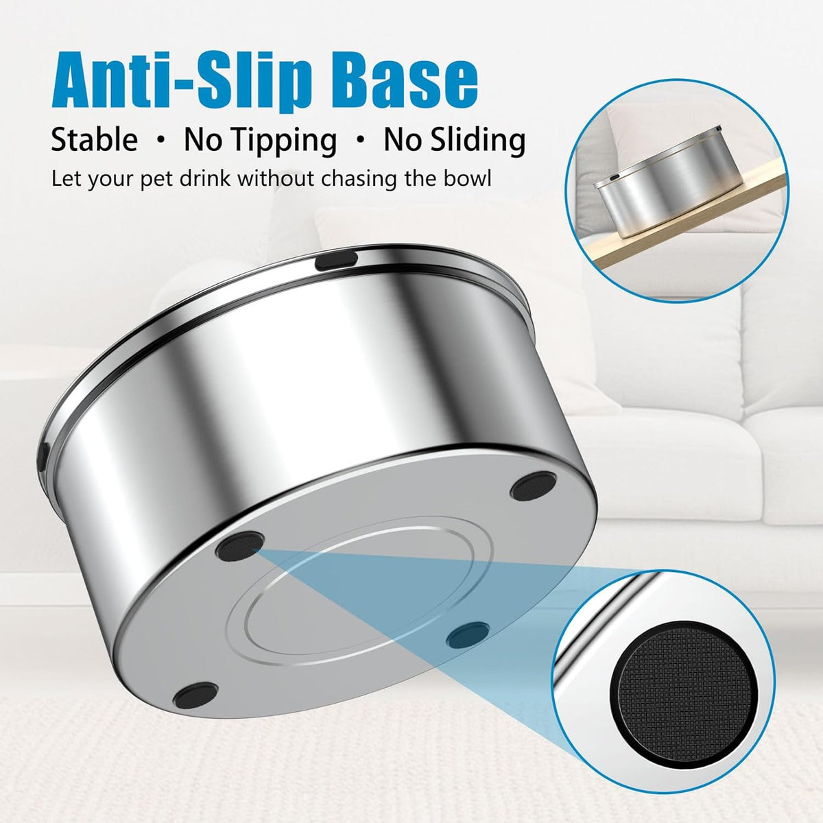 Schitec one piece hygienic floating disk pet water bowl disassembly view