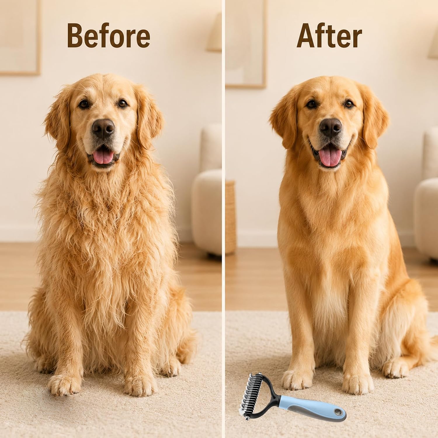 FhodigogoZD dematting comb for dogs and cats packaged product view