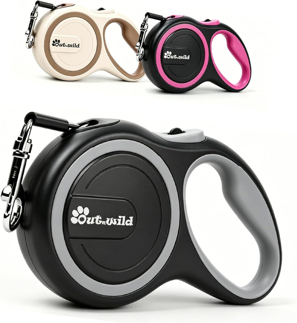 Khaki colored retractable dog leash for medium breeds