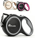Khaki colored retractable dog leash for medium breeds