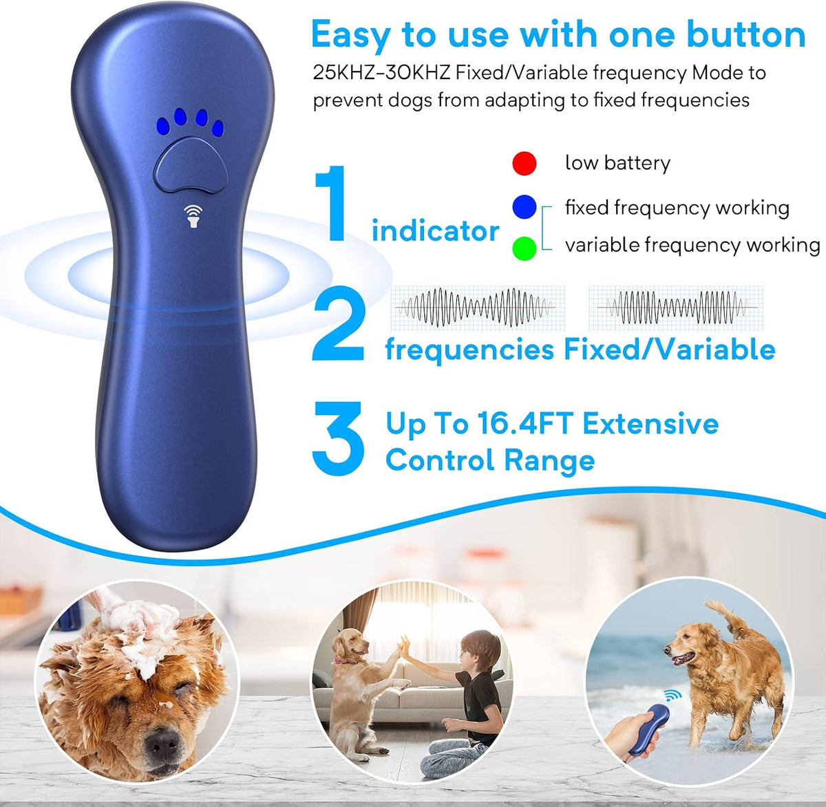 Side profile of portable dog training device with wrist strap