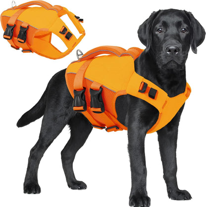 ASENKU Dog Life Jacket, High Floatation Dog Swimming Vest with Rescue Handles for Small Medium Large Dogs, Pet Safety Swimsuit Preserver for Pool Beach Boating (LakeGreen, L) - Image 10