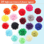 Two styles of Catcan grooming flower charms showcasing elastic loop backing