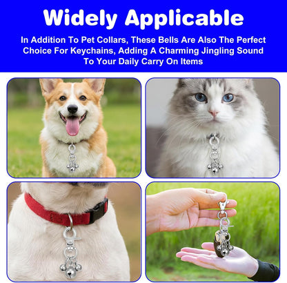 Cobee triple jingle bell pendant jewelry attached to a pet collar d ring showing easy installation