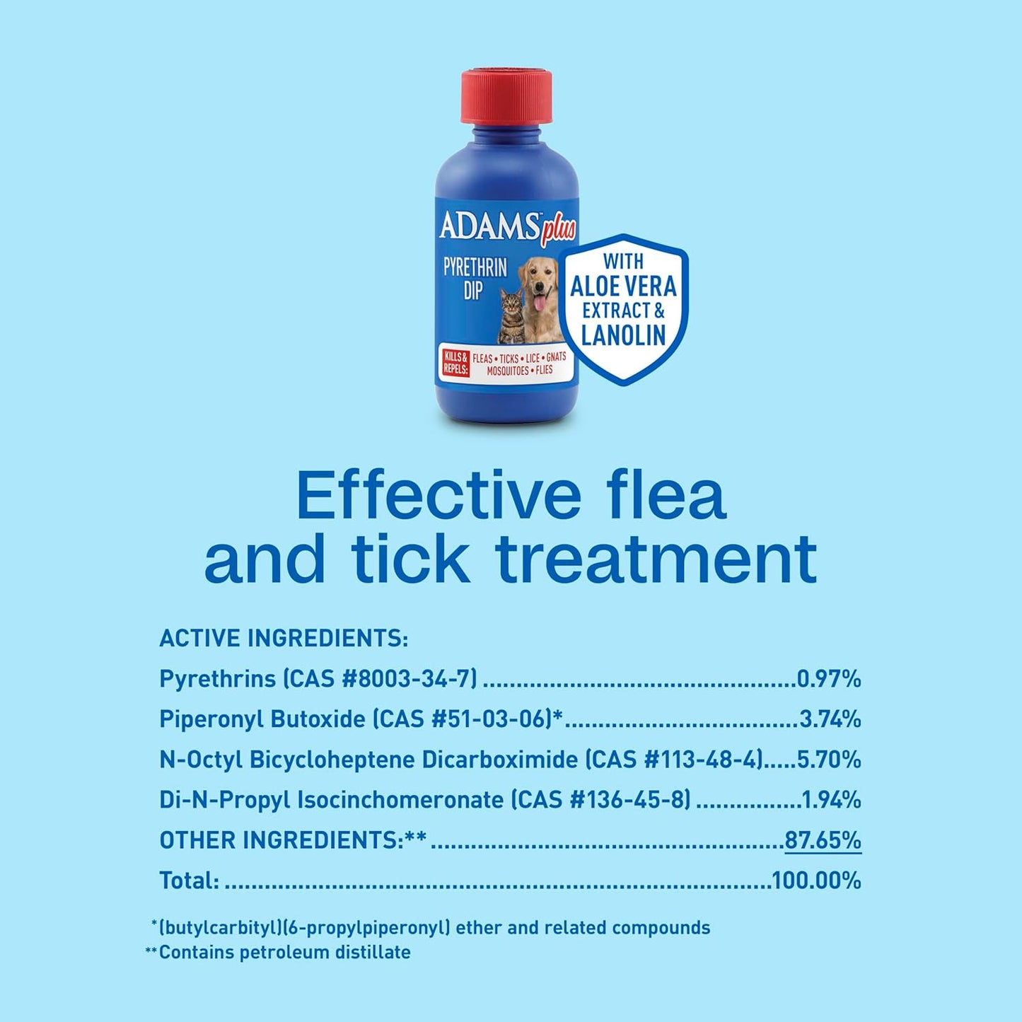 ADAMS Plus Pyrethrin Flea Dip For Dogs and Cats, Kills & Repels Ticks, Lice, Gnats, Mosquitoes, Fleas & Flies, For dogs, cats, puppies, and kittens, 4 Fl oz - Image 8