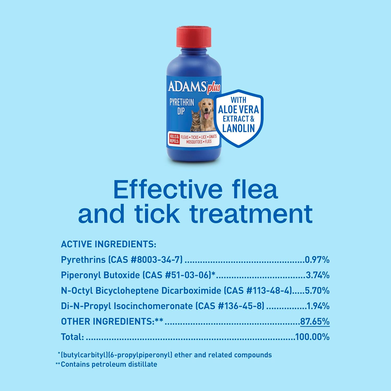 ADAMS Plus Pyrethrin Flea Dip For Dogs and Cats, Kills & Repels Ticks, Lice, Gnats, Mosquitoes, Fleas & Flies, For dogs, cats, puppies, and kittens, 4 Fl oz - Image 8