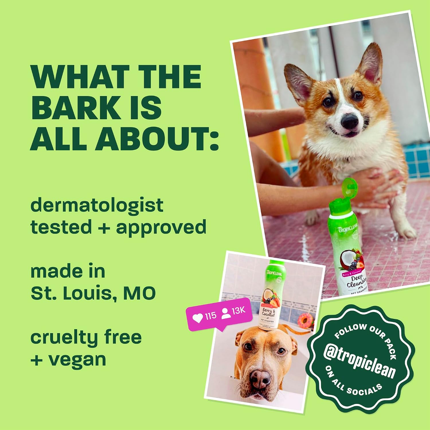 TropiClean pet wipes ingredients label and safety info