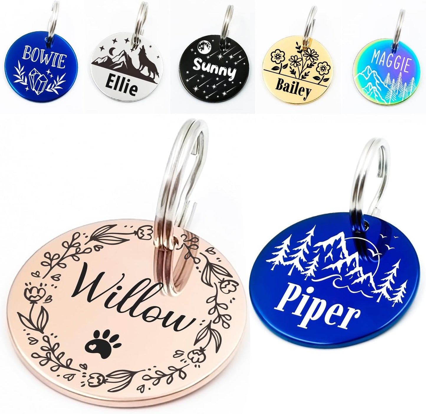 HAVEATAG personalized pet ID tags front view showing custom name engraving.