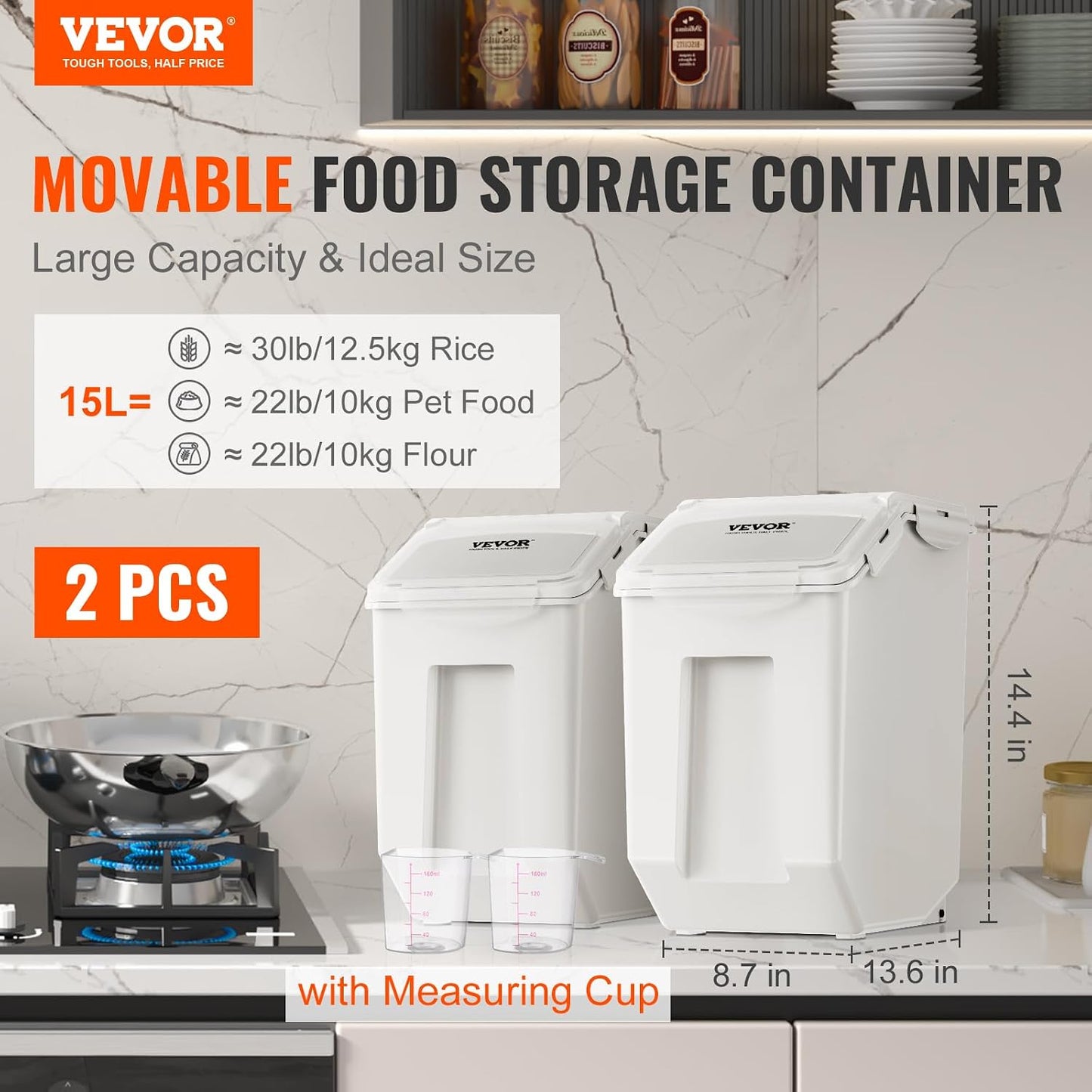 Vevor airtight food container with measuring cup